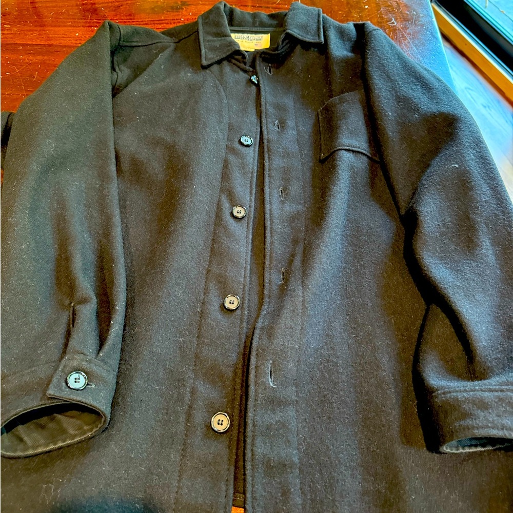 Stormy chromer button up wool shirt jacket. Size xl black